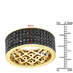 Black Diamond Wedding Ring 10K White Gold Men's Eternity Band By Luxurman 4 Carats -Outlet Bijou Lush Store black diamond wedding ring 10k gold mens eternity band by luxurman 4 carats 001286 ruler yellow