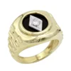Black Onyx And Diamond 14K Yellow Gold Men's Diamond Ring 0.10