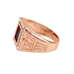 Black Onyx And Diamond 14K Yellow Gold Men's Ring 1.50ct -Outlet Bijou Lush Store black onyx and diamond rings 14k gold mens ring 150ct p 6388 backro