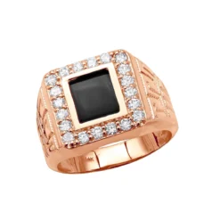 Black Onyx And Diamond 14K Yellow Gold Men's Ring 1.50ct -Outlet Bijou Lush Store black onyx and diamond rings 14k gold mens ring 150ct p 6388 ro