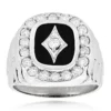 Designer Black Onyx And Diamond 14K White Gold Men's Ring 1.68ct 3/4 In (18mm)
