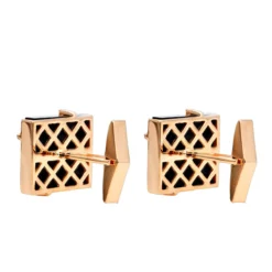 Black Onyx And Diamonds 14K Yellow Gold Men's Cufflinks -Outlet Bijou Lush Store black onyx and diamonds 14k gold mens cufflinks backro