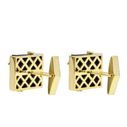 Black Onyx And Diamonds 14K Yellow Gold Men's Cufflinks -Outlet Bijou Lush Store black onyx and diamonds 14k gold mens cufflinks backye