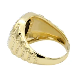 Black Onyx Men's Diamond Ring 14K Yellow Gold Anchor Ring Square Shape 1.5ct -Outlet Bijou Lush Store black onyx mens diamond ring 14k gold anchor ring square shape 15ct 000813 backye