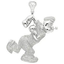 Real Diamond Popeye Pendant For Men In Sterling Silver 4ct
