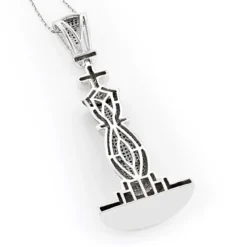 Chess Piece King Black And White Diamond Pendant 1.25ct Silver -Outlet Bijou Lush Store chess piece king black and white diamond pendant 125ct silver p 48161back