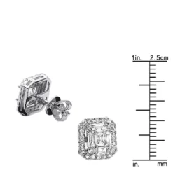 Cluster Diamond Stud Earrings For Men Women Emerald Shape 2 Carats 14K White Gold -Outlet Bijou Lush Store cluster diamond stud earrings for men women emerald shape 2 carats 14k gold 803209 rulerwh