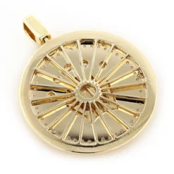 Crown Diamond Pendant 0.95ct Rolex Style Medallion 10K Yellow Gold -Outlet Bijou Lush Store crown diamond pendant 095ct rolex style medallion 10k gold 2