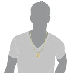 Crown Diamond Pendant 0.95ct Rolex Style Medallion 10K Yellow Gold -Outlet Bijou Lush Store crown diamond pendant 095ct rolex style medallion 10k gold 3