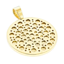 Custom 10K Yellow Gold Diamond Initial Pendant For Men 6.5ct Large Round Medallion -Outlet Bijou Lush Store custom 10k yellow gold diamond dj pendant for men with initials 65ct back yellow