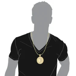 Custom 10K Yellow Gold Diamond Initial Pendant For Men 6.5ct Large Round Medallion -Outlet Bijou Lush Store custom 10k yellow gold diamond dj pendant for men with initials 65ct body yellow