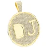 Custom 10K Yellow Gold Diamond Initial Pendant For Men 6.5ct Large Round Medallion