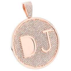 Custom 10K Yellow Gold Diamond Initial Pendant For Men 6.5ct Large Round Medallion -Outlet Bijou Lush Store custom 10k yellow gold diamond dj pendant for men with initials 65ct rose