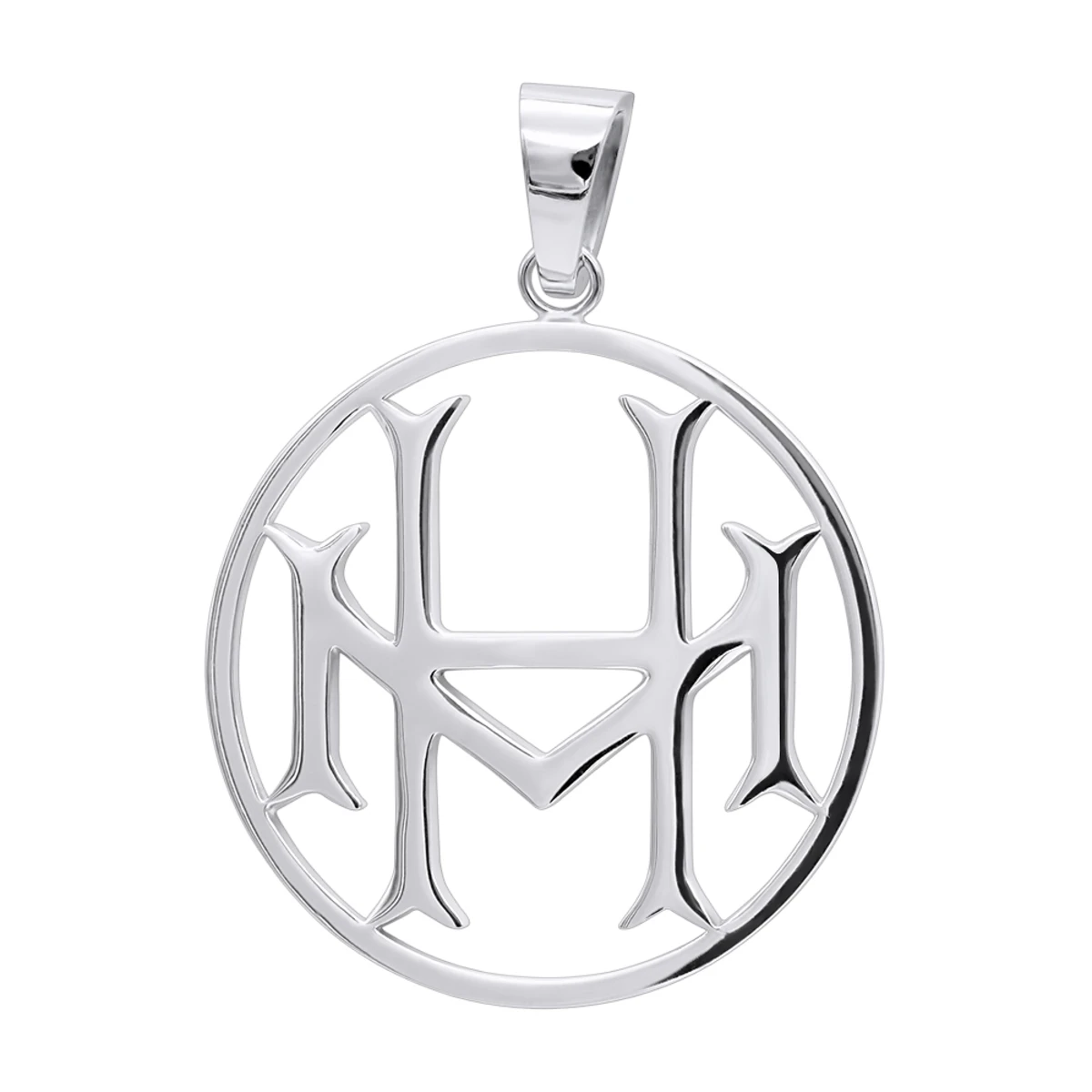 14K White Gold Round Diamond Initial Pendant For Men 1.75 6 14K White Gold Round Diamond Initial Pendant For Men 1.75 - Image 4