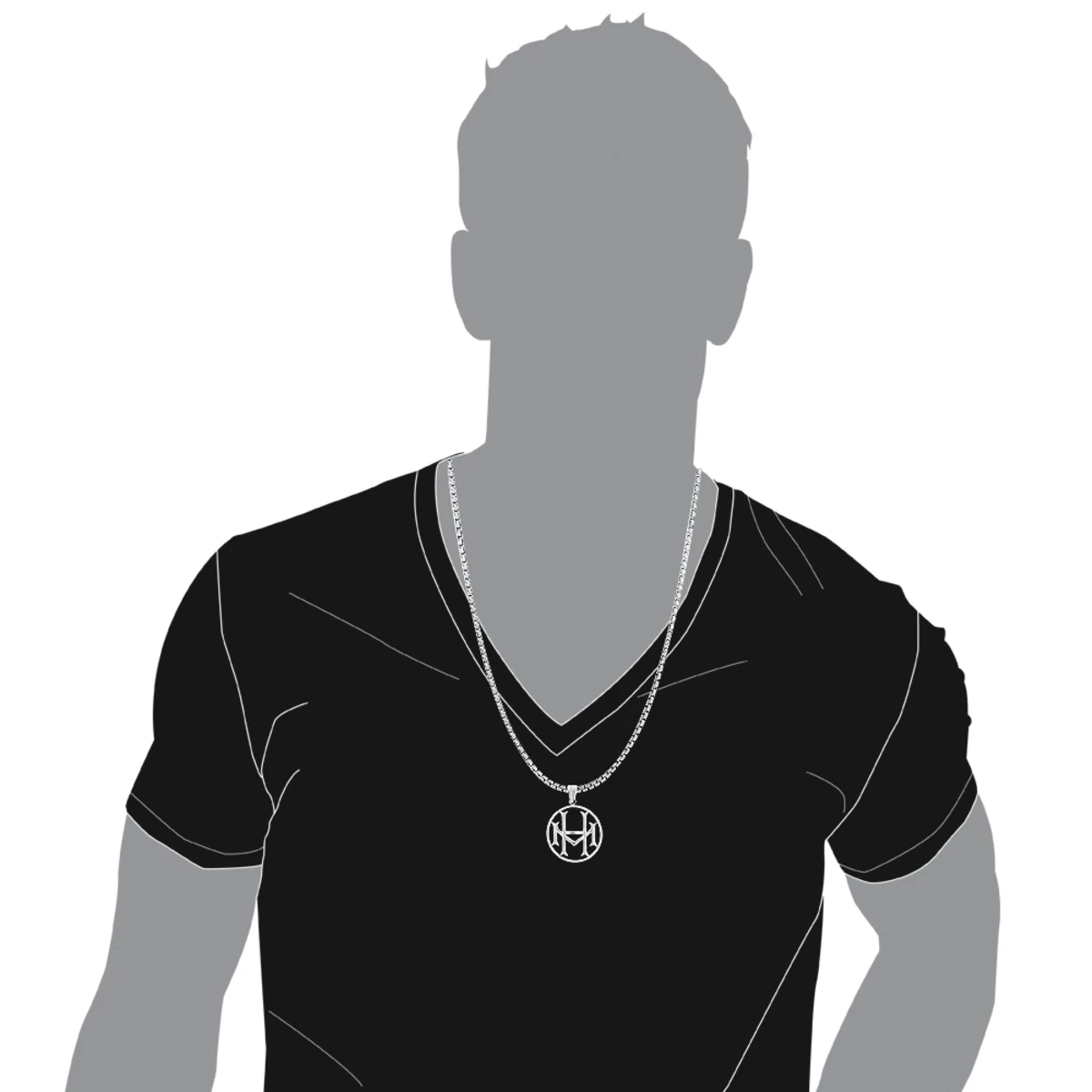 14K White Gold Round Diamond Initial Pendant For Men 1.75 7 14K White Gold Round Diamond Initial Pendant For Men 1.75 - Image 5