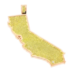 California State White Yellow Diamond Pendant 18.2ct 14K Yellow Gold -Outlet Bijou Lush Store custom california state white yellow diamond pendant 182ct 14k gold ro