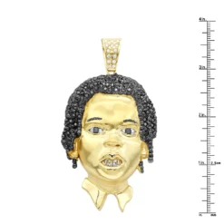 Custom Diamond Face Pendant For Men 14K Yellow Gold Custom Jewelry Design -Outlet Bijou Lush Store custom diamond face pendant for men 14k gold custom jewelry design 001287 ruler yellow