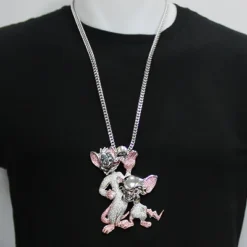 Diamond Pinky And The Brain Pendant 12ct 14K White Gold -Outlet Bijou Lush Store custom hip hop jewelry diamond pinky and the brain pendant 1210ct 14k 3