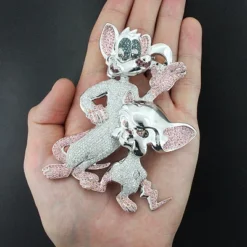 Diamond Pinky And The Brain Pendant 12ct 14K White Gold -Outlet Bijou Lush Store custom hip hop jewelry diamond pinky and the brain pendant 1210ct 14k 4