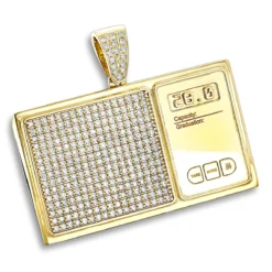 10K Yellow Gold Diamond Digital Scale Men's Pendant 4ct