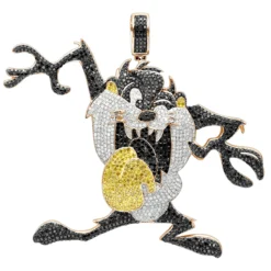 Custom 10K White Gold Taz Tasmanian Devil Diamond Pendant 12.95ct -Outlet Bijou Lush Store custom jewelry 10k taz tasmanian devil diamond pendant p 35719 ro 1