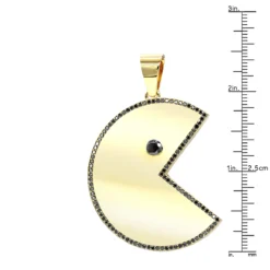 Large Diamond Pacman Pendant For Men 14K Yellow Gold 2 Carat -Outlet Bijou Lush Store custom jewelry large diamond pacman pendant for men in 14k gold 2 carat rulerye