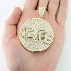 Custom-made 10K Yellow Gold Diamond Pendant For Men 5.9ct -Outlet Bijou Lush Store custom jewelry made yellow gold diamond pendant 590ct 10k 4