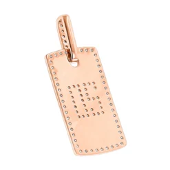 14K Rose Gold 2 Carat Diamond Dog Tag Pendant With Numbers -Outlet Bijou Lush Store custom jewelry solid 14k gold 2 carat diamond dog tag pendant with numbers backro