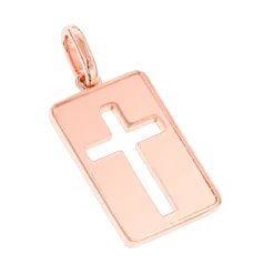 Custom Luccello 18K Yellow Gold Dog Tag Cross Pendant -Outlet Bijou Lush Store custom luccello 18k solid gold dog tag cross pendant ro