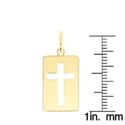 Custom Luccello 18K Yellow Gold Dog Tag Cross Pendant -Outlet Bijou Lush Store custom luccello 18k solid gold dog tag cross pendant rulerye