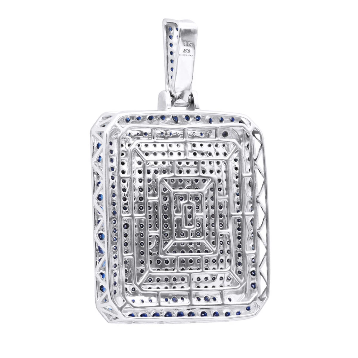 Unique Large 8 Carat Blue Diamonds 14K White Gold Dog Tag Pendant For Men 6 Unique Large 8 Carat Blue Diamonds 14K White Gold Dog Tag Pendant For Men - Image 4