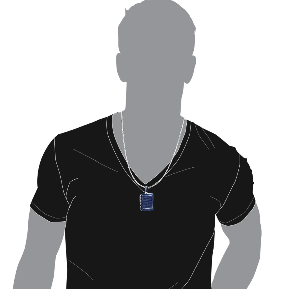 Unique Large 8 Carat Blue Diamonds 14K White Gold Dog Tag Pendant For Men 9 Unique Large 8 Carat Blue Diamonds 14K White Gold Dog Tag Pendant For Men - Image 7