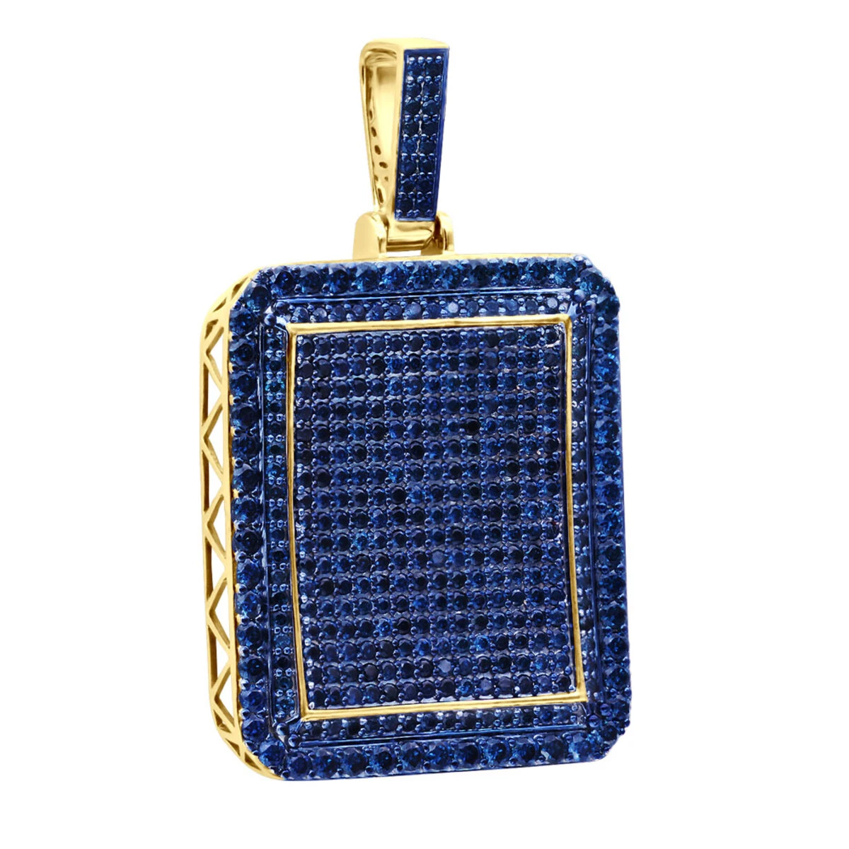 Unique Large 8 Carat Blue Diamonds 14K White Gold Dog Tag Pendant For Men 4 Unique Large 8 Carat Blue Diamonds 14K White Gold Dog Tag Pendant For Men - Image 2