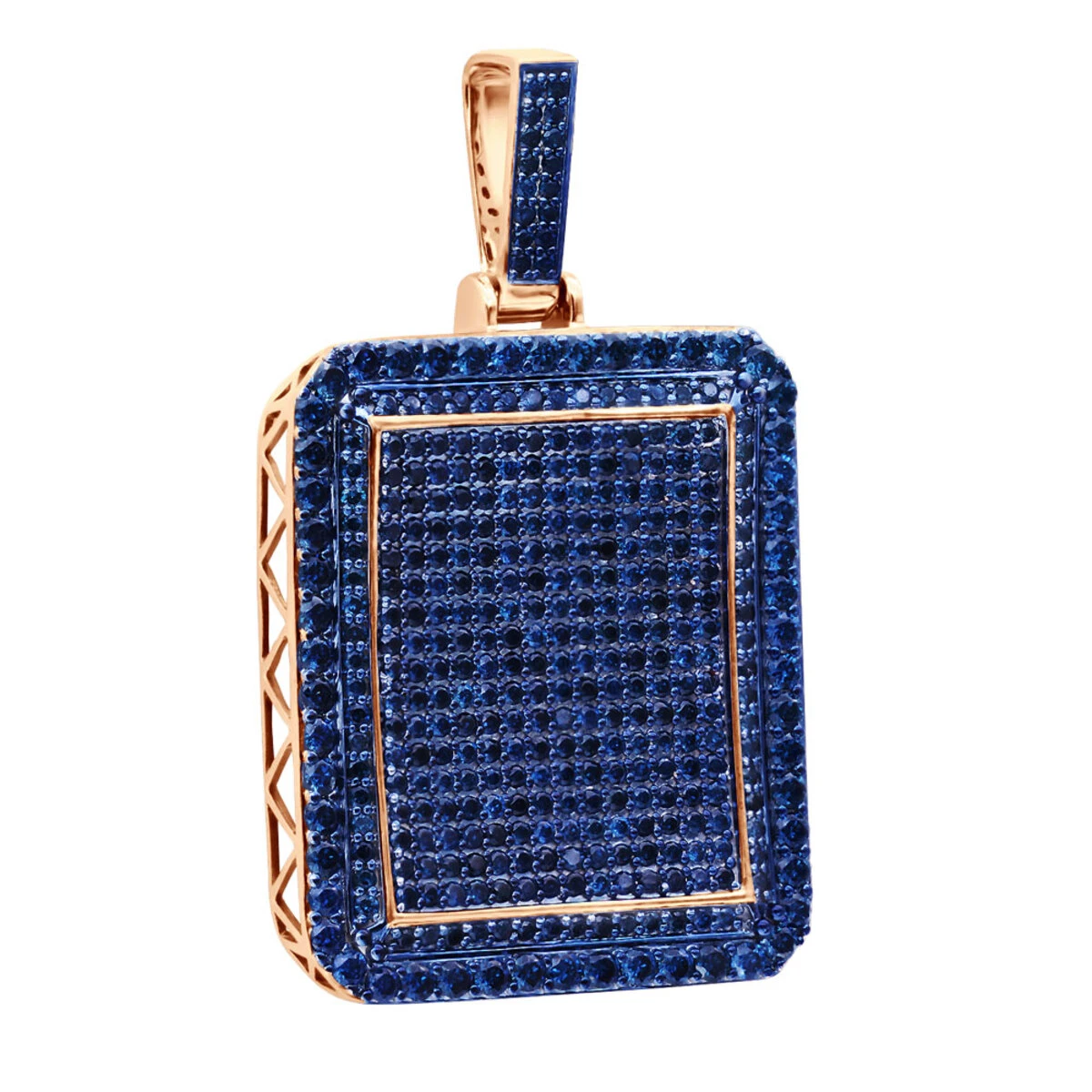 Unique Large 8 Carat Blue Diamonds 14K White Gold Dog Tag Pendant For Men 5 Unique Large 8 Carat Blue Diamonds 14K White Gold Dog Tag Pendant For Men - Image 3