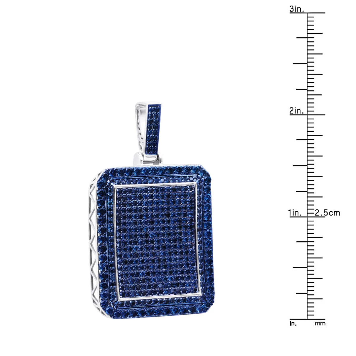 Unique Large 8 Carat Blue Diamonds 14K White Gold Dog Tag Pendant For Men 10 Unique Large 8 Carat Blue Diamonds 14K White Gold Dog Tag Pendant For Men - Image 8