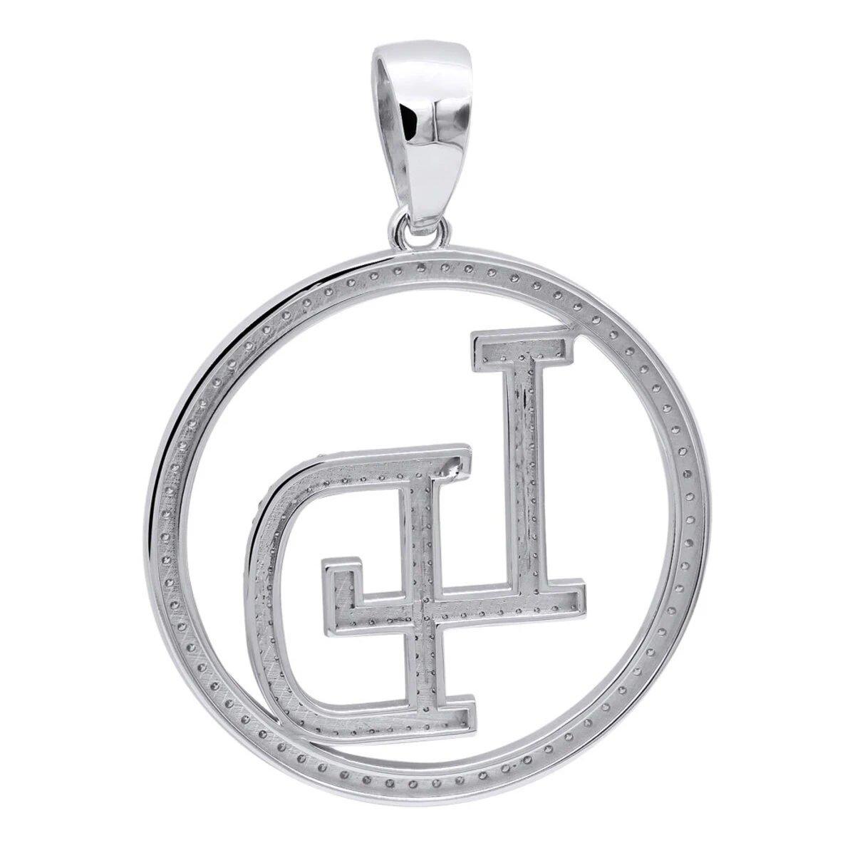 5 Carat Diamond Initials Pendant For Men & Women 10K White Gold 6 5 Carat Diamond Initials Pendant For Men & Women 10K White Gold - Image 4