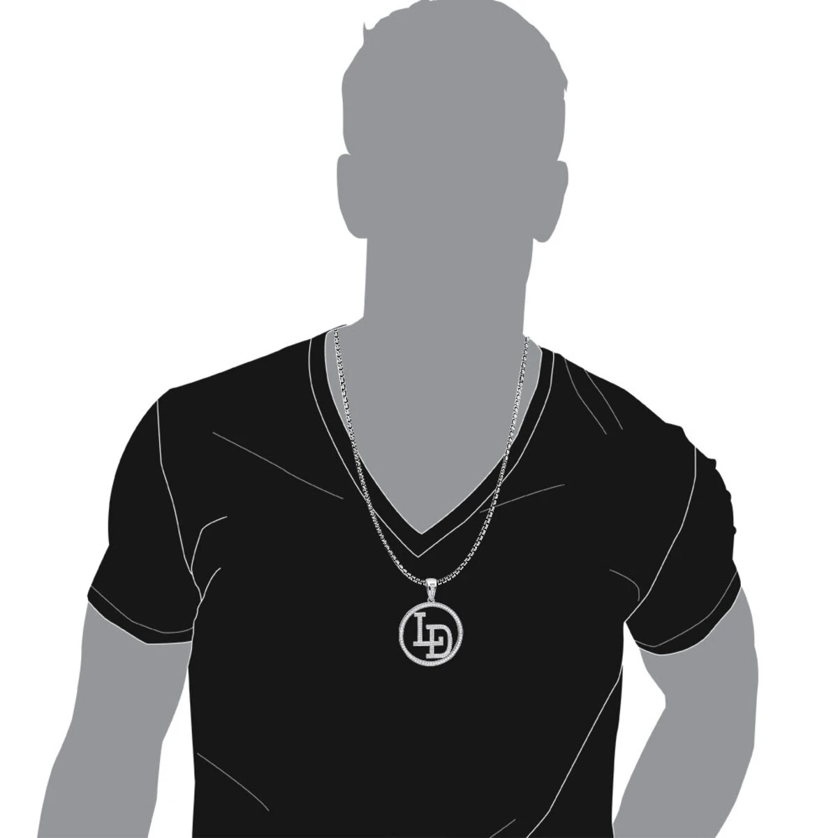 5 Carat Diamond Initials Pendant For Men & Women 10K White Gold 9 5 Carat Diamond Initials Pendant For Men & Women 10K White Gold - Image 7