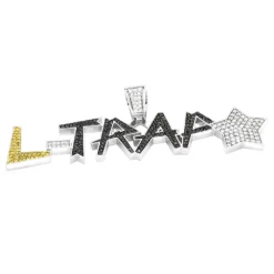 18K Yellow Gold Yellow Black White Diamond Pendant For Men 6ct -Outlet Bijou Lush Store custom made jewelry 18k gold yellow black white diamond pendant for men 6ct wh