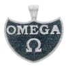 Men's White & Blue Diamonds Pendant 10K White Gold Omega 5.4ct -Outlet Bijou Lush Store custom made jewelry mens white blue diamonds pendant 10k gold omega 54ct 100475 mainwh