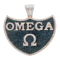 Men's White & Blue Diamonds Pendant 10K White Gold Omega 5.4ct -Outlet Bijou Lush Store custom made jewelry mens white blue diamonds pendant 10k gold omega 54ct 100475 ro