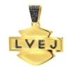 Logo Name Black Diamond Pendant For Men 14K Yellow Gold 0.55ct -Outlet Bijou Lush Store custom made logo name black diamond pendant for men 14k gold 0 55ct mainye