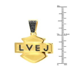 Logo Name Black Diamond Pendant For Men 14K Yellow Gold 0.55ct -Outlet Bijou Lush Store custom made logo name black diamond pendant for men 14k gold 0 55ct rulerye