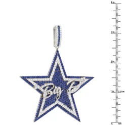 Iced Out Large Star Name Pendant In Sterling Silver For Men -Outlet Bijou Lush Store custom made mens name pendant white blue stones star in sterling silver 100498 ruler