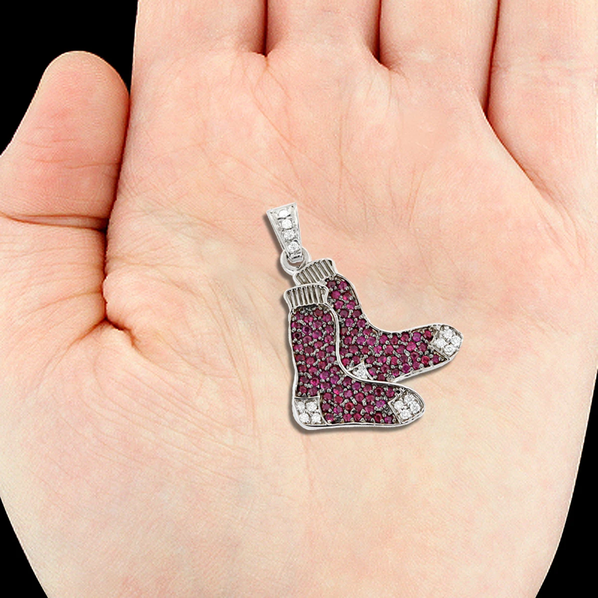 Red Socks Pendant With Diamonds And Rubies 0.3ct 6 Red Socks Pendant With Diamonds And Rubies 0.3ct - Image 4