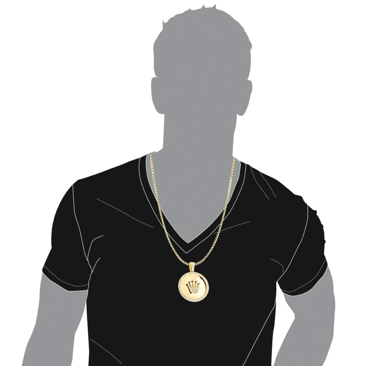 18K Yellow Gold Crown Diamond Pendant Rolex Style Medallion 6ct 7 18K Yellow Gold Crown Diamond Pendant Rolex Style Medallion 6ct - Image 5