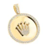 18K Yellow Gold Crown Diamond Pendant Rolex Style Medallion 6ct -Outlet Bijou Lush Store custom made solid 18k gold crown diamond pendant rolex style medallion 6ct mainye