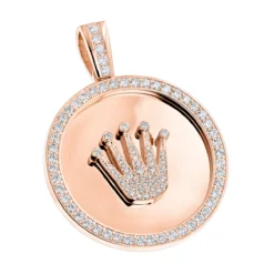 18K Yellow Gold Crown Diamond Pendant Rolex Style Medallion 6ct 10 18K Yellow Gold Crown Diamond Pendant Rolex Style Medallion 6ct -Outlet Bijou Lush Store custom made solid 18k gold crown diamond pendant rolex style medallion 6ct ro