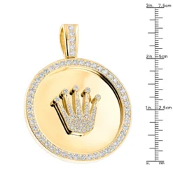 18K Yellow Gold Crown Diamond Pendant Rolex Style Medallion 6ct 13 18K Yellow Gold Crown Diamond Pendant Rolex Style Medallion 6ct -Outlet Bijou Lush Store custom made solid 18k gold crown diamond pendant rolex style medallion 6ct rulerye
