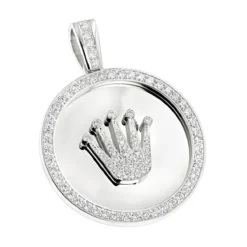 18K Yellow Gold Crown Diamond Pendant Rolex Style Medallion 6ct 9 18K Yellow Gold Crown Diamond Pendant Rolex Style Medallion 6ct -Outlet Bijou Lush Store custom made solid 18k gold crown diamond pendant rolex style medallion 6ct wh