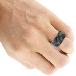 Designer 10K Black Plated Gold Black Diamond Wedding Band For Men 1.67ct Luxurman Ring -Outlet Bijou Lush Store designer 10k gold black diamond wedding band for men 167ct 3